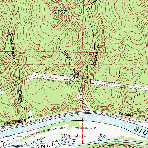Topographic Map of Whiskey Creek, OR