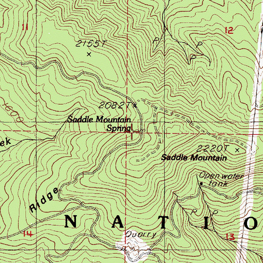 Topographic Map of Saddle Mountain Springs, OR