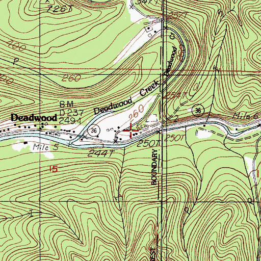 Topographic Map of Deadwood Cemetery, OR