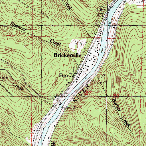 Topographic Map of Brickerville, OR