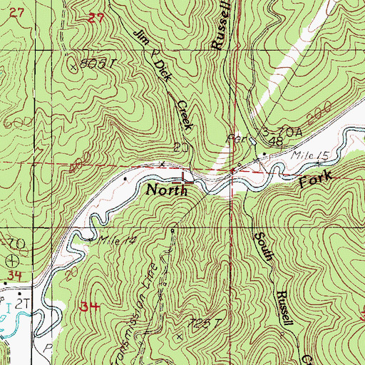 Topographic Map of Jim Dick Creek, OR