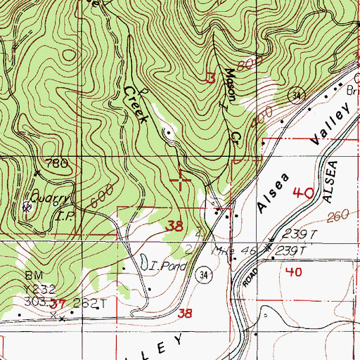Topographic Map of Mason Creek, OR