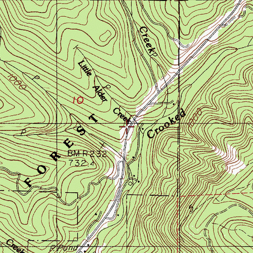 Topographic Map of Little Alder Creek, OR