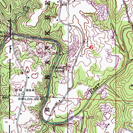 Topographic Map of Cagle Mine, AL