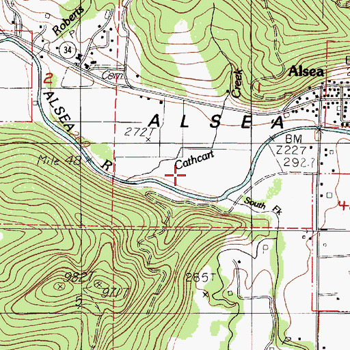 Topographic Map of Cathcart Creek, OR