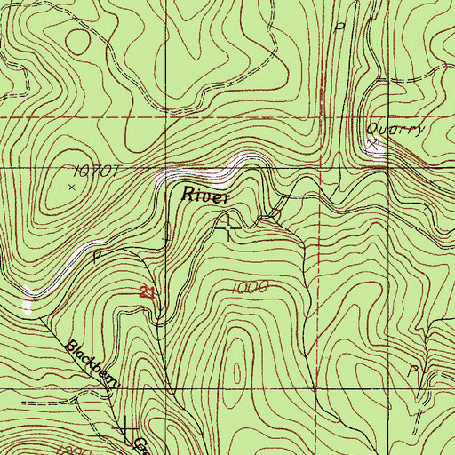 Topographic Map of Blackberry Creek, OR