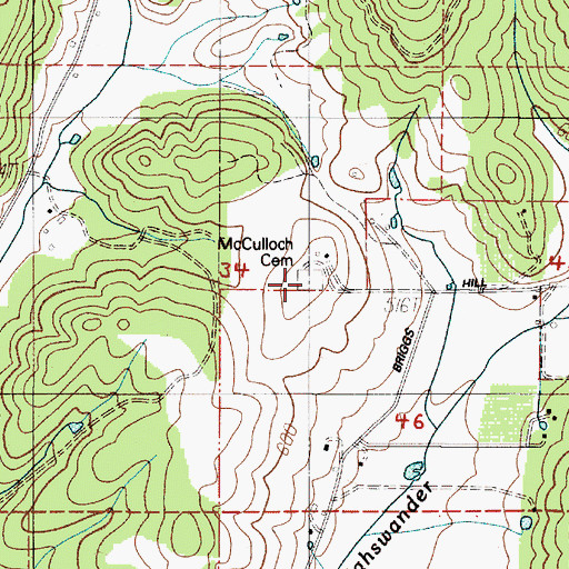 Topographic Map of McCulloch Cemetery, OR