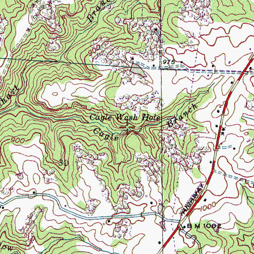 Topographic Map of Cagle Wash Hole, AL