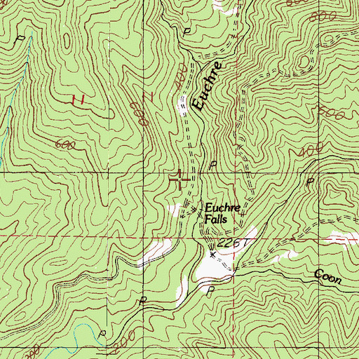 Topographic Map of Euchre Falls, OR