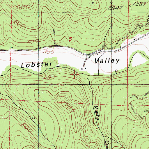Topographic Map of Martha Creek, OR