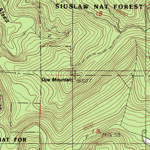 Topographic Map of Doe Mountain, OR