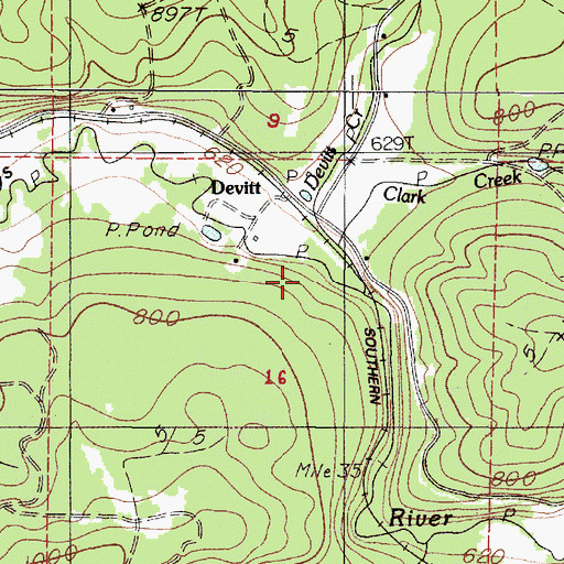 Topographic Map of Clark Creek, OR