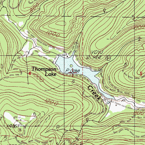 Topographic Map of Thompson Lake, OR