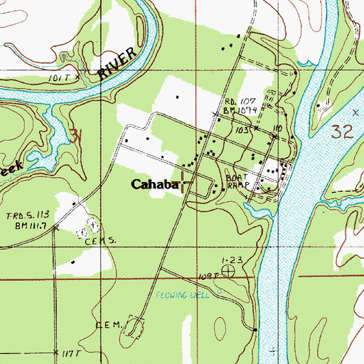Topographic Map of Cahaba, AL