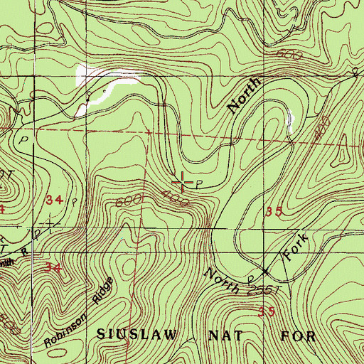 Topographic Map of Smith River Recreation Site (historical), OR