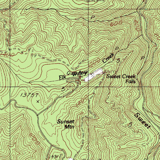 Topographic Map of Sunrise Ranger Station, OR