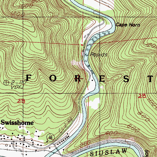 Topographic Map of The Horn, OR