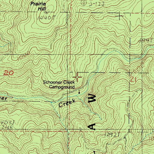 Topographic Map of Schooner Creek Campground (historical), OR