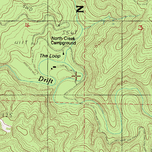 Topographic Map of North Creek Campground (historical), OR