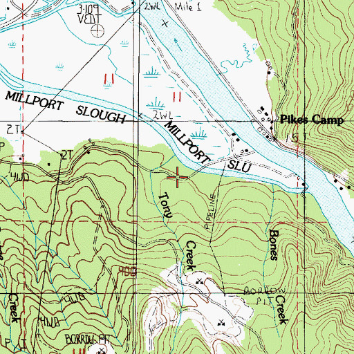 Topographic Map of Bones Creek, OR