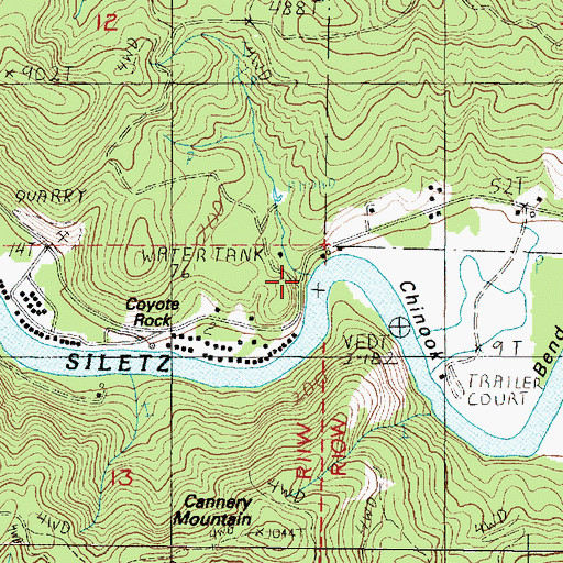 Topographic Map of Bear Creek, OR