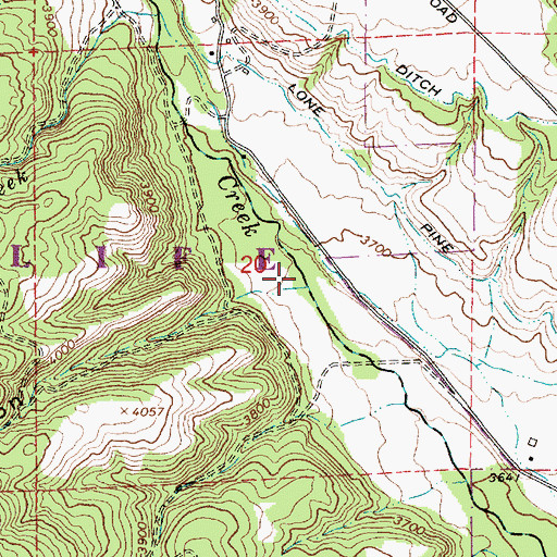 Topographic Map of Baker Creek, OR