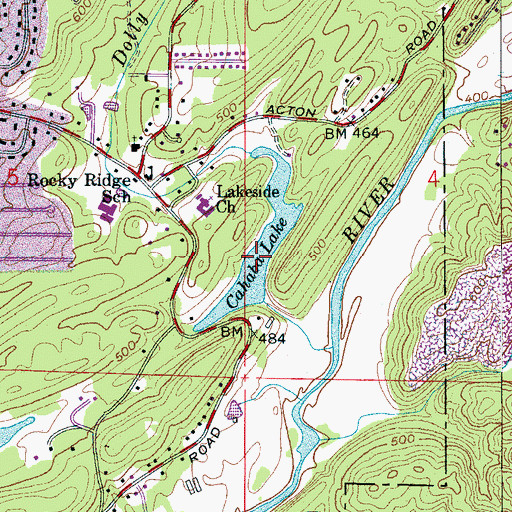 Topographic Map of Cahaba Lake, AL