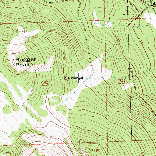 Topographic Map of Roaring Spring, OR