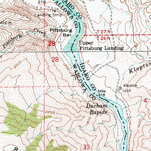 Topographic Map of Upper Pittsburg Rapids, OR