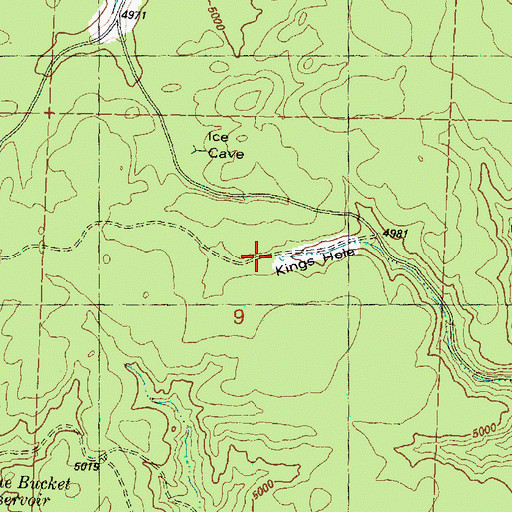 Topographic Map of Kings Hole Reservoir, OR
