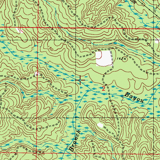 Topographic Map of Cahill Branch, AL