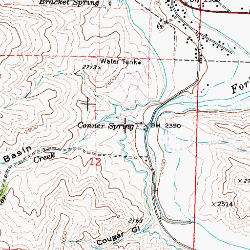 Topographic Map of Connor Creek Reservoir, OR