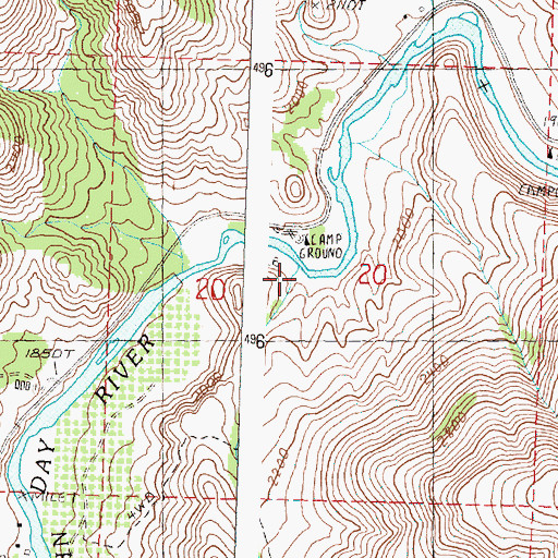 Topographic Map of Big Bend, OR