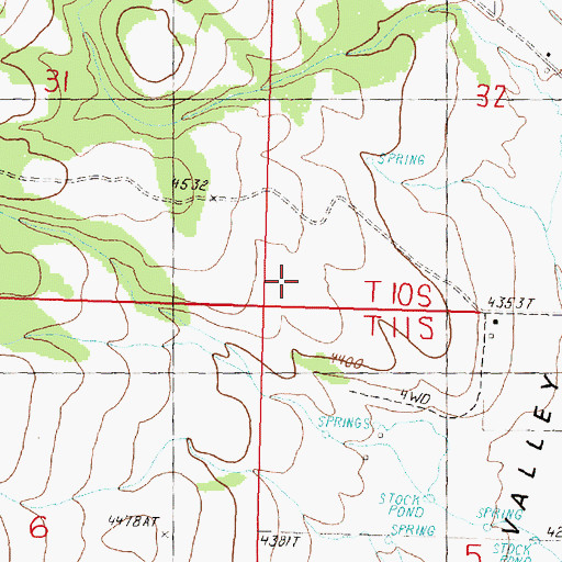 Topographic Map of Ledgerwood (historical), OR