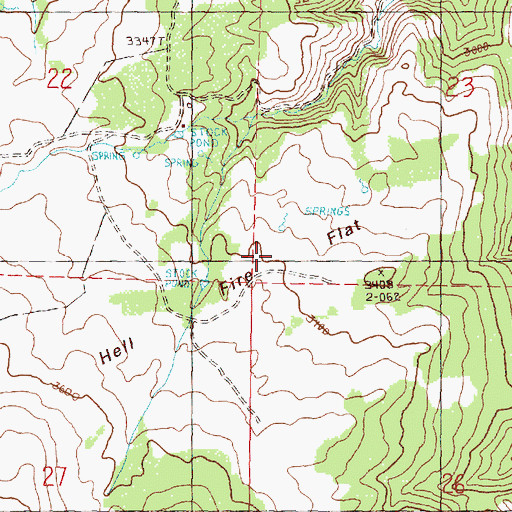 Topographic Map of Hell Fire Flat, OR