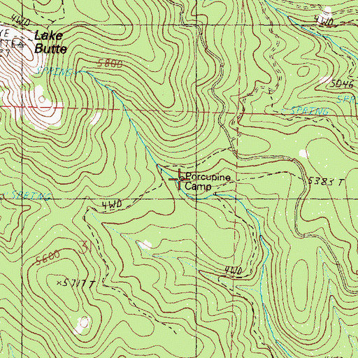 Topographic Map of Porcupine Spring, OR