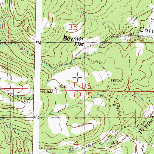 Topographic Map of Beymer Flat, OR