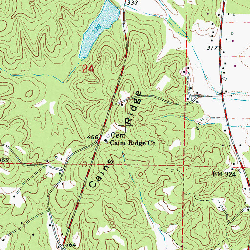 Topographic Map of Cains Ridge, AL