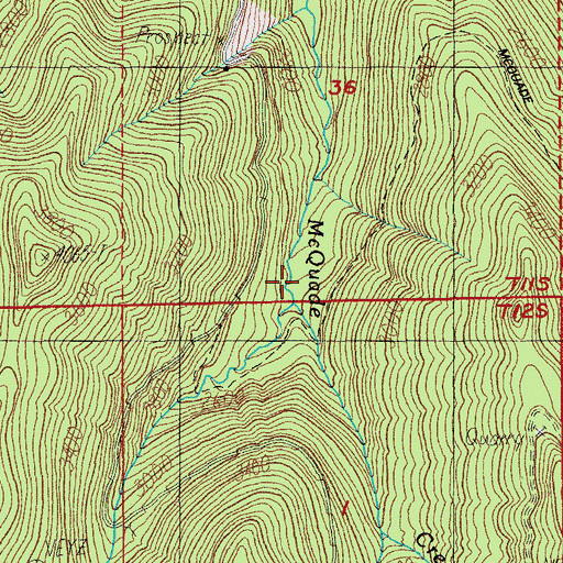 Topographic Map of West Fork McQuade Creek, OR