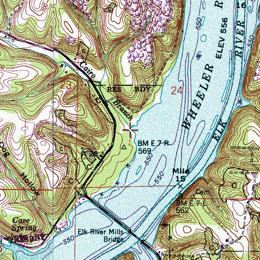 Topographic Map of Cairo Branch, AL