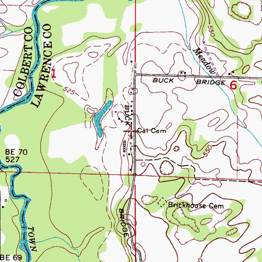 Topographic Map of Cal Cemetery, AL