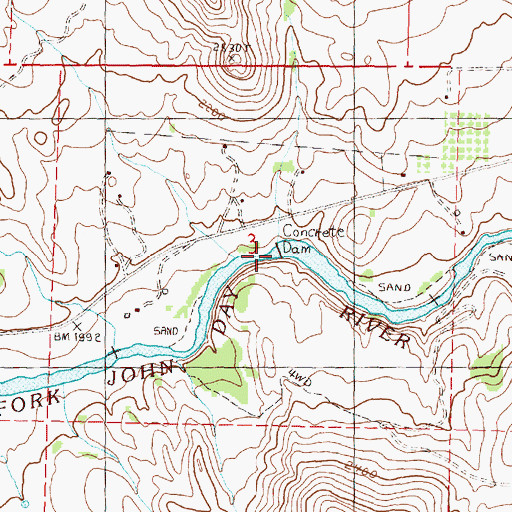 Topographic Map of Flowers Dam, OR