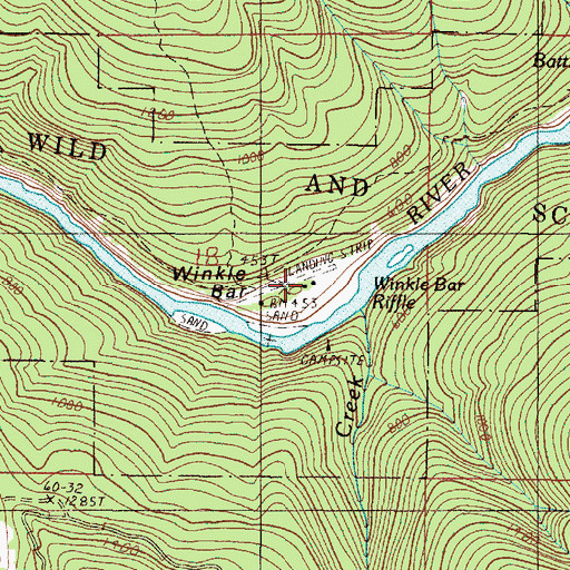Topographic Map of Winkle Bar Airport, OR