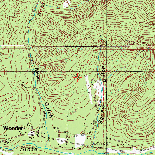 Topographic Map of Wonder Airport, OR