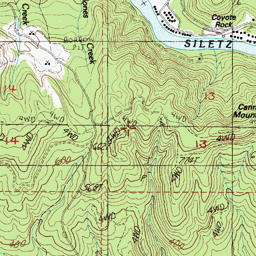 Topographic Map of KCRF-FM, OR