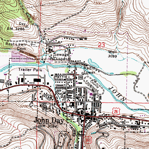 Topographic Map of KJDY-AM, OR