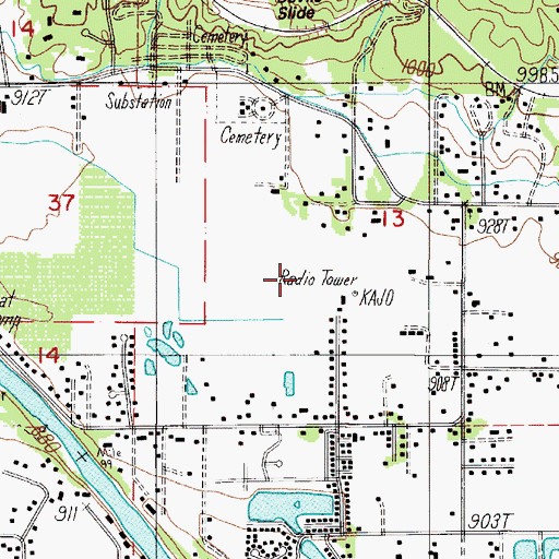 Topographic Map of KAJO-AM, OR