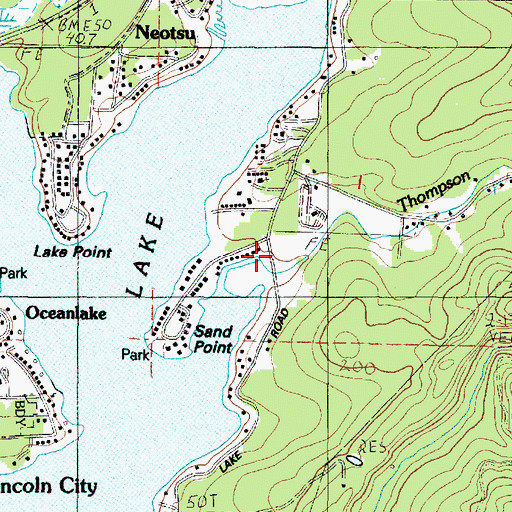 Topographic Map of KBCH-AM, OR