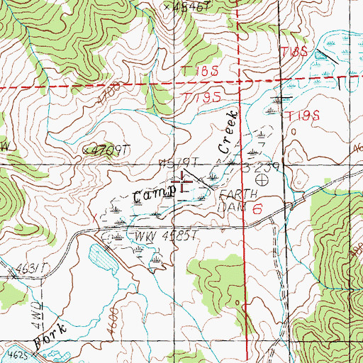 Topographic Map of Camp Creek Dam, OR