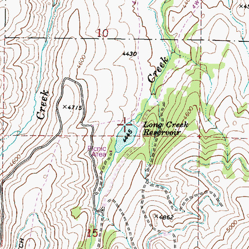 Topographic Map of Long Creek Dam, OR